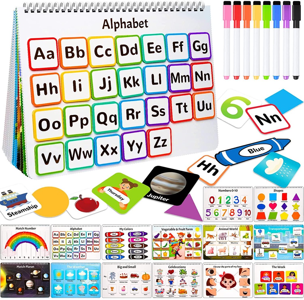 Busy Book for Kids, Preschool Montessori Toys for Toddlers, Autism Sensory Educational Toys for 1 2 3 Years Old, Activity Binder Quiet Book, Early Learning Toys, Boys Girls Develops Fine Motor Skills