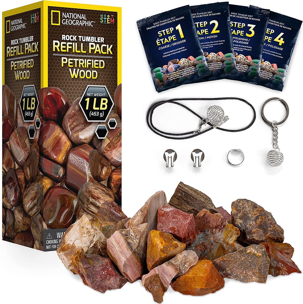 NATIONAL GEOGRAPHIC Rock Tumbler Refill Kit Petrified Wood Mix Petrified Wood