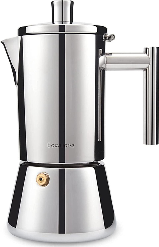 Easyworkz Diego Stovetop Espresso Maker Stainless Steel Italian Coffee Machine 4Cup 200ml Induction Moka Pot