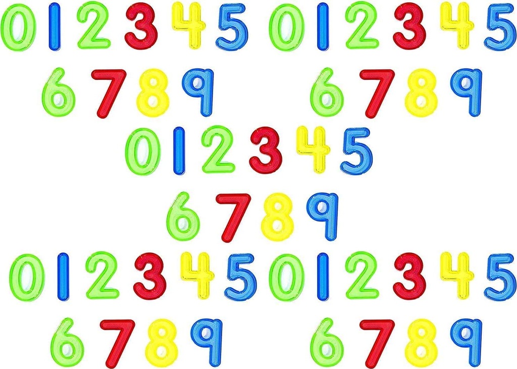 Think Fast Toys Translucent Numbers Set 0-9 (50 Pieces) for Early Learning, Counting, Addition and Subtraction