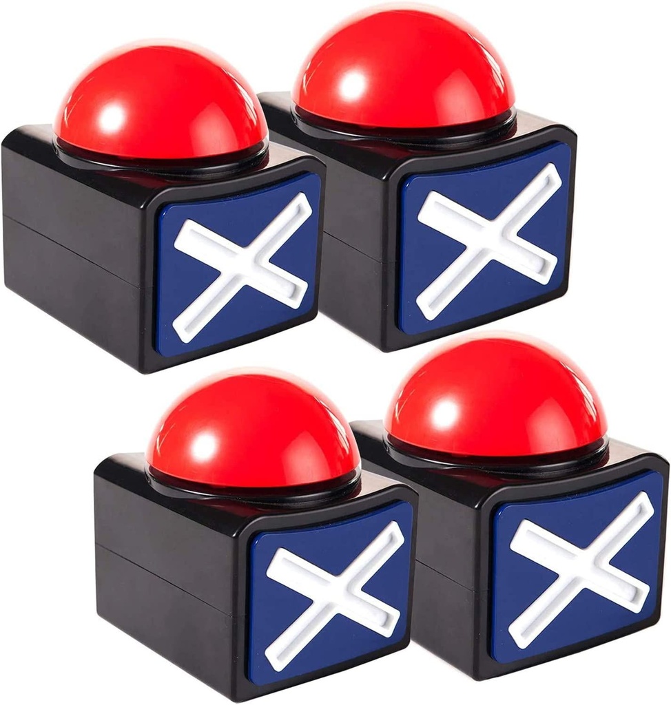 Game Answer Buzzer 4 Pack, Game Buzzer Alarm Sound Play Button with Light Trivia Quiz Got Talent Buzzer Toys for Kids Adult