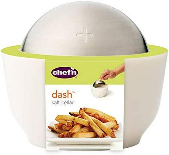 Chef'n Dash Salt Cellar with Flip Top Cover, Coconut
