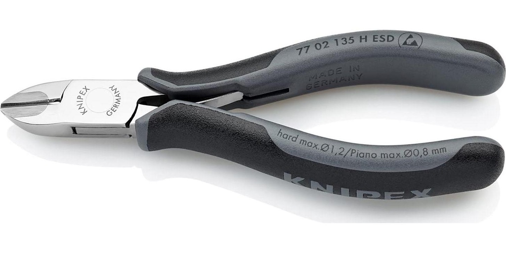 Knipex 77 02 135 H ESD Electronics Diagonal Cutter ESD with Inserted Carbide Metal Cutting Edges with Multi-Component Grips, 135 mm