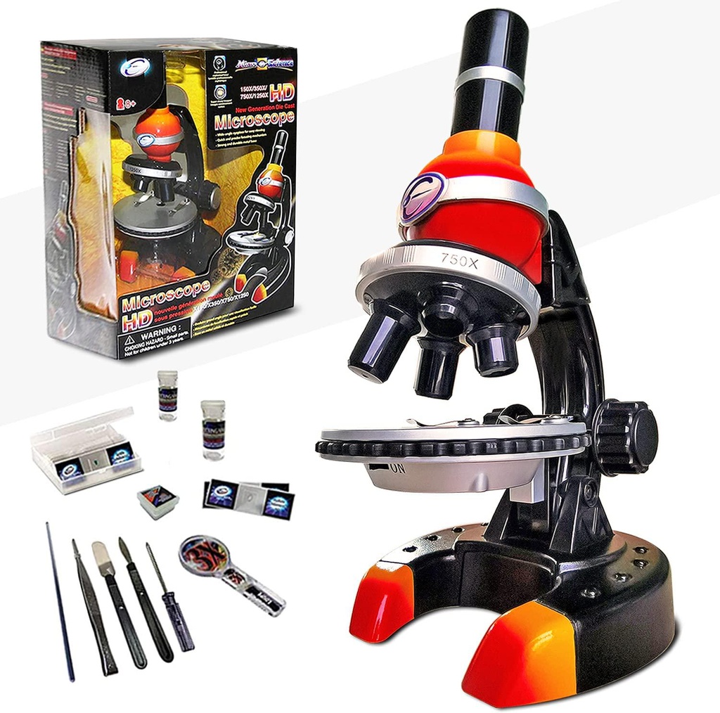 Microscope Kit for Kids 8-12,Ideal Science Experiment Toys for Boy Girl.Student Educational STEM Project,1250x Beginner Microscope,7X Magnifier Set to Child Activities.Gift Package for Age 8 9 10 11