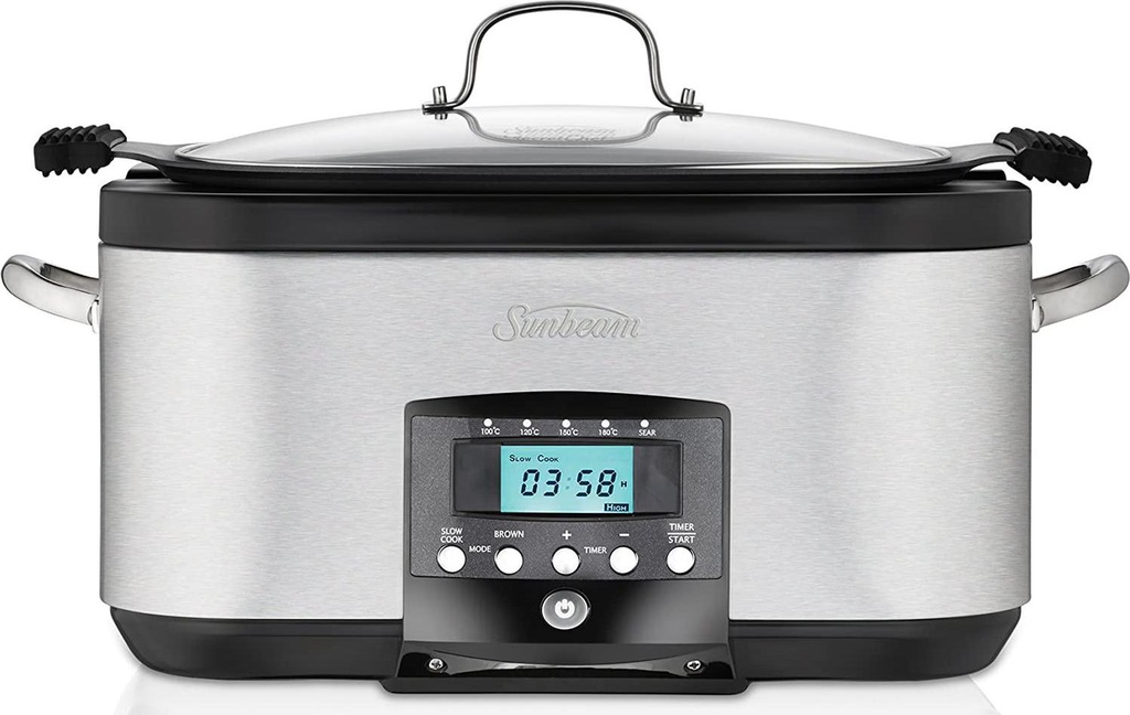 Sunbeam HP8555 SecretChef Electronic Sear and Slow Cooker | 5.5L (6-8 People) | Frypan and Slow Cooking Modes | Countdown Timer | Digital Display | Stainless Steel