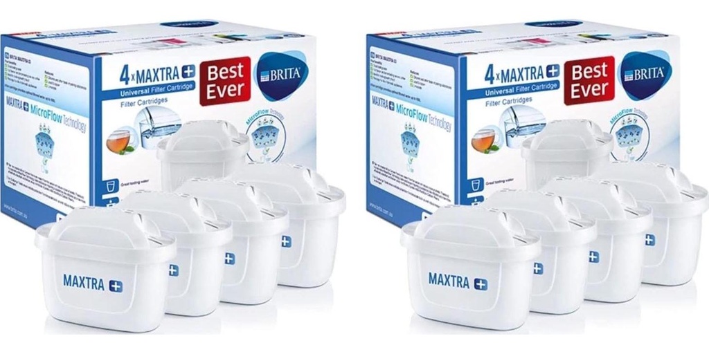 BRITA MAXTRA+ Water Purifier Filter Cartridge Replacement Refill Kitchen Accessory - White (8)