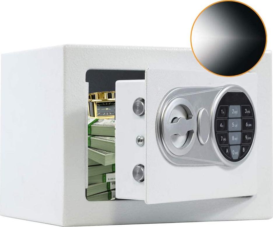 SamYerSafe Safe Box with Sensor Light , Security Small Safe with Electronic Digital Keypad Steel Construction Money Safe with Lock Hidden Safe for Home, Wall or Cabinet Anchoring Design(Black)