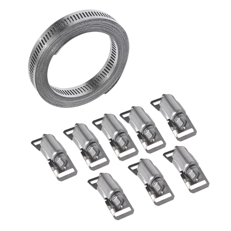 SIEYIO 304 Stainless Steel Large Adjustable Hose Clamp Set with Manual 12 Feet Strap
