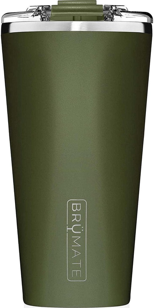 BrüMate Imperial Pint 20Oz Shatterproof Double Wall Vacuum Insulated Stainless Steel Travel and Camping Mug for Beer, Cocktails, Coffee and Tea with Splash-Proof Lid for Men and Women (Od Green)