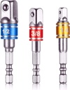 3Pcs 1/4 3/8 1/2 Hex Shank Bit Square Nut Driver Set Power Drill Cordless Impact Sockets Bit Set Adapter, Socket Wrench Set Ratchet Extension, Power Hand Tools, Drill Bits Set, Impact Driver Bit Set