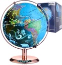 Globe for Kids Learning 8 Inchs 360°Rotation Illuminated Led Light Desktop Geographic Constellation Interactive Educational Discovery World Map Globe with Stand for Home School Child Adults Gifts (gold)