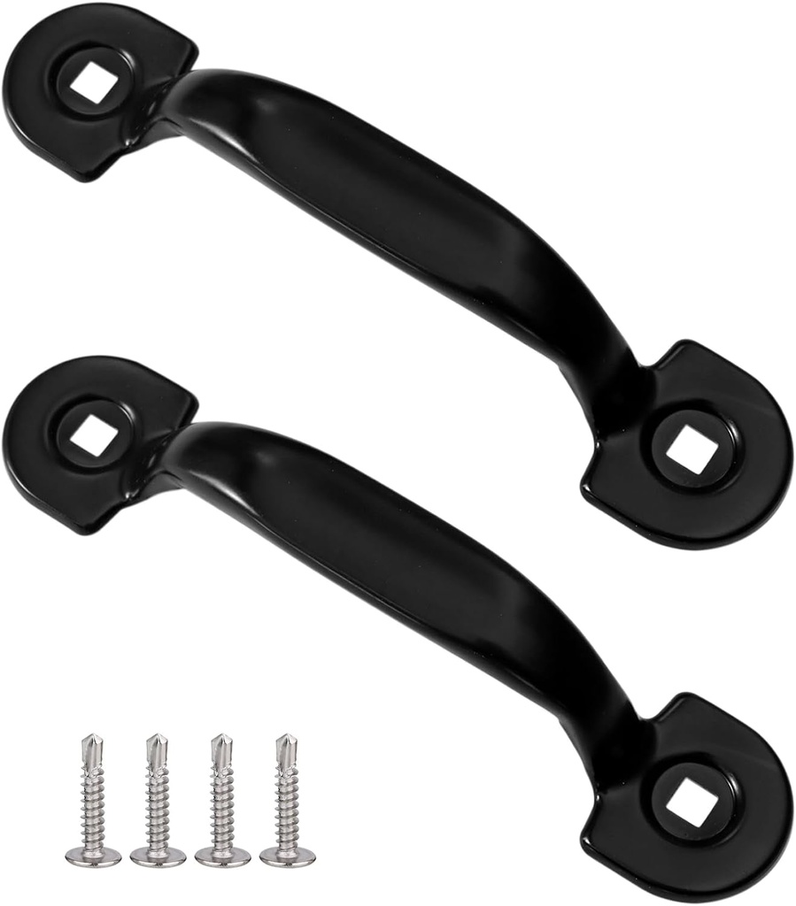 Xadnitu Garage Door Lift Handle,Black Gate Handles for Most Bottom Lift Handle Replacement, Heavy Duty Door Pull Handle for Garage Outdoor Closet, 2 Packs