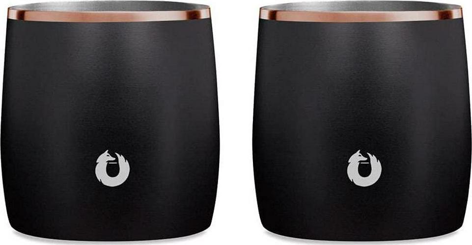 SNOWFOX Elegance Collection Insulated Stainless Steel Old Fashioned/Whiskey Glasses, Whiskey Rocks Glasses, Set of 2, Black/Gold