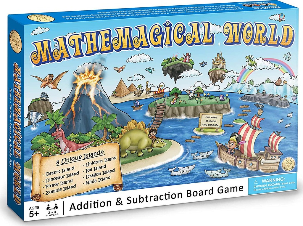 Mind Inventions Mathemagical World - Addition and Subtraction Math Board Game for Kids, Ages 5+