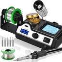 Preciva Soldering Iron Station, 60W Professional Digital Soldering Station, 90-480 Temperature Adjustable Repair Tool Kit with Soldering Tips, Solder Wire and Frame, Sponge, Suction Device, etc.