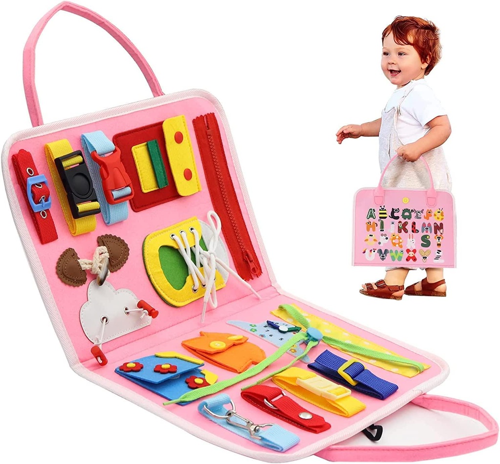 Busy Board Montessori Toys for Toddlers Sensory Board Toys Preschool Activities Educational Toys Learning Basic Dress Skills Travel Toys for Toddlers Gifts for 1 2 3 4 5 Year Old Boys and Girls