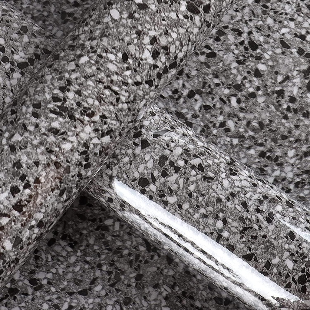Stickyart 24 x160 Grey Black Glossy Marble Contact Paper Self Adhesive Faux Granite Contact Paper for Kitchen Countertops Waterproof Removable Contact Paper for Bathroom Shower Wall Vanity Modern