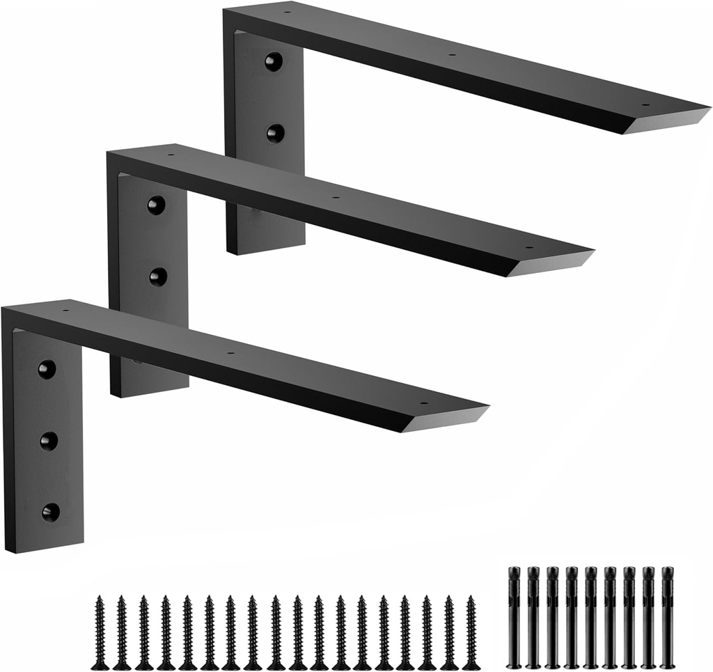 Premium Heavy Duty Countertop Brackets 18 Inch 3 Pack (2/5" Thick),Granite Countertop Support 18" X 6" X 2 1/2",Shelf L Bracket Metal Corbels Suitable for Quartz,Wood,Concrete and Laminate Countertops
