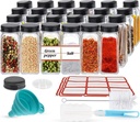 24PCS Glass Spice Jars, Small Items Storage and Organization, Glass Jars with Lids, Seasoning Containers, Spice Organizer, Comes with Funnel, Spice Label, Shaker, Brush