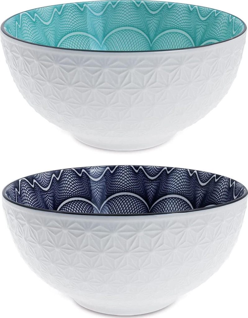 Farielyn-X 8.3 Large Salad Soup Ramen Bowls, 68 OZ Super Stackable Round Fine Porcelain Cereal Pasta Serving Bowl Sets, 2 Pack - Microwavable Ceramic Bowls - Heat and Cold Resistant Porcelain