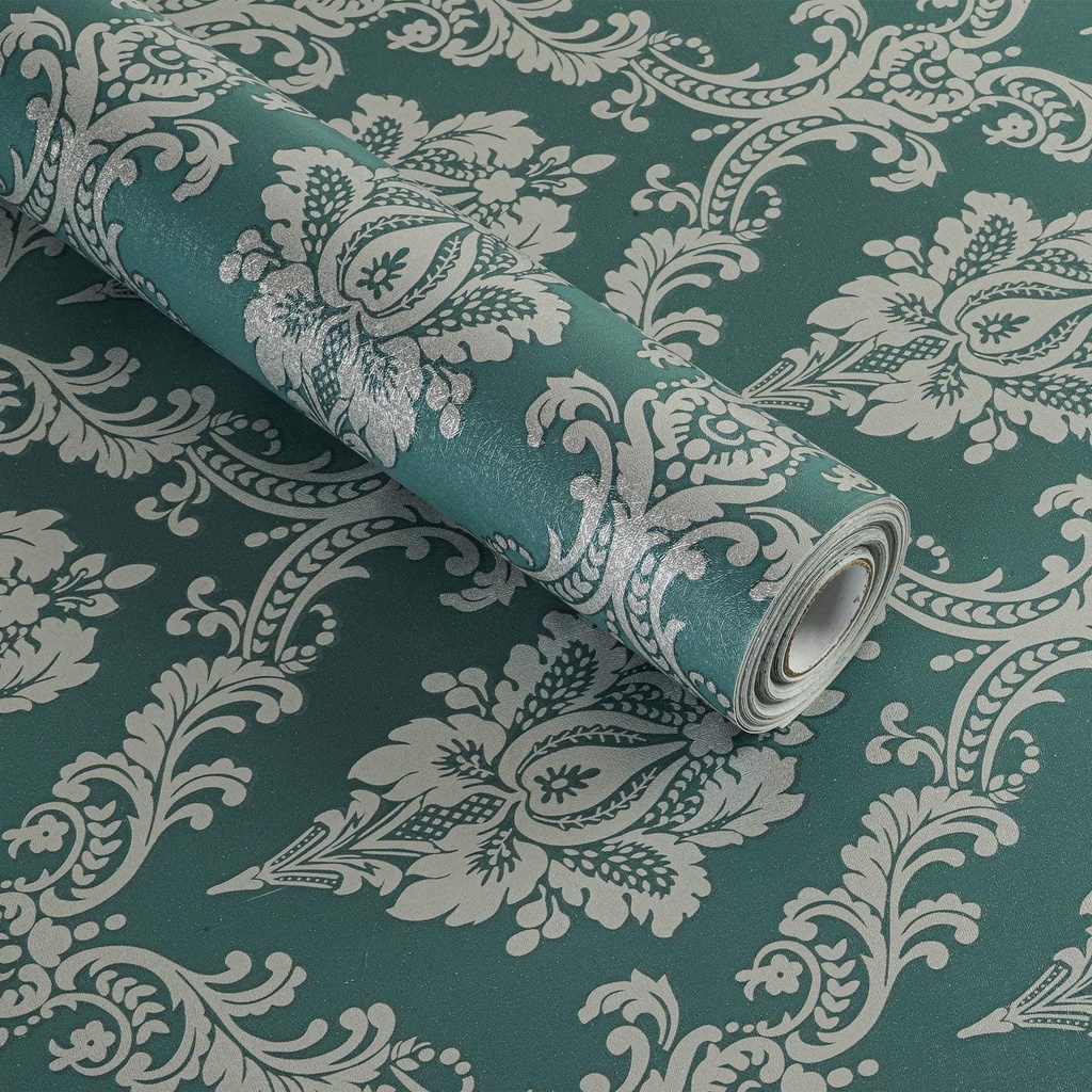 Self Adhesive Damask Wallpaper 45x1000cm Contact Paper Shelf Liner for Kitchen Drawers Cabinets Shelves Countertops Wall Decal (H1280)