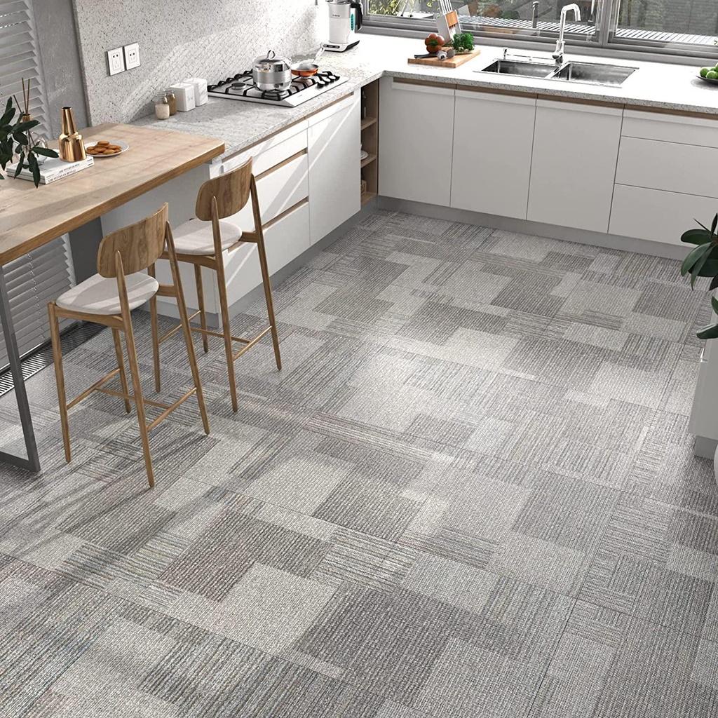 HotDecor Gray Peel and Stick Floor Tile 16PCS Peel and Stick Flooring Durable Non-Slip Stick on Floor Tiles Vinyl Sheet Flooring for Bathroom Bedroom Kitchen Living Room Vinyl Floor Sticker 12x12 in