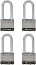 Master Lock 5SSQLJ Stainless Steel Outdoor Padlock with Key, 4 Pack Keyed-Alike, Silver