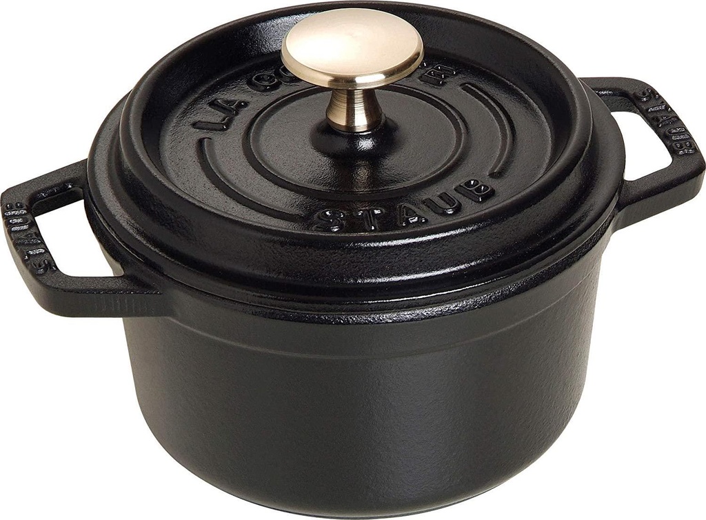 STAUB Cast Iron Roaster/Cocotte, Round, 14 cm, 0.8 L, Black