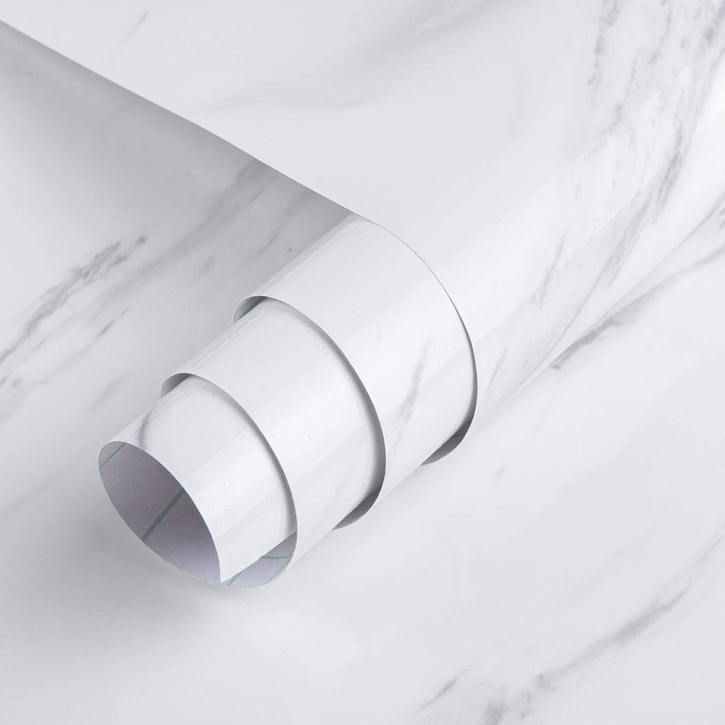 White Marble Paper Thick Glossy Countertop Contact Paper for Kitchen Bathroom Self Adhesive Waterproof Granite Wallpaper Stick and Peel Counter Top Laminant Marble Vinyl Countertop Paper TOTIO