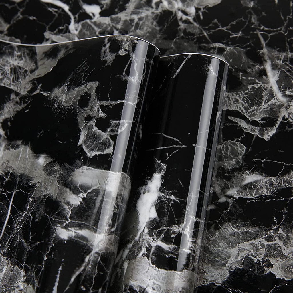 24in×118in Black Marble Paper Countertop Paper for Kitchen Countertops Furniture Cabinet