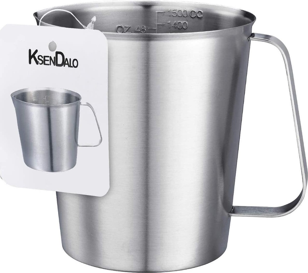 Large Stainless Steel Measuring Cup, KSENDALO Stainless Measuring Pitcher with Marking with Handle, 48 Ounces (1.5 Liter)