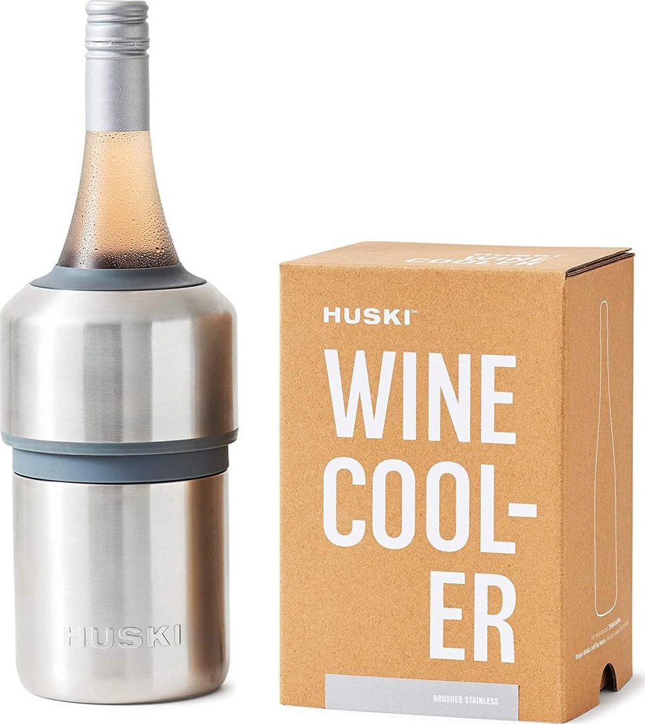 Huski Wine Cooler | Premium Iceless Wine Chiller | Keeps Wine or Champagne Bottle Cold up to 6 Hours | Award Winning Design | New Wine Accessory | Perfect Gift for Wine Lovers (Brushed Stainless)