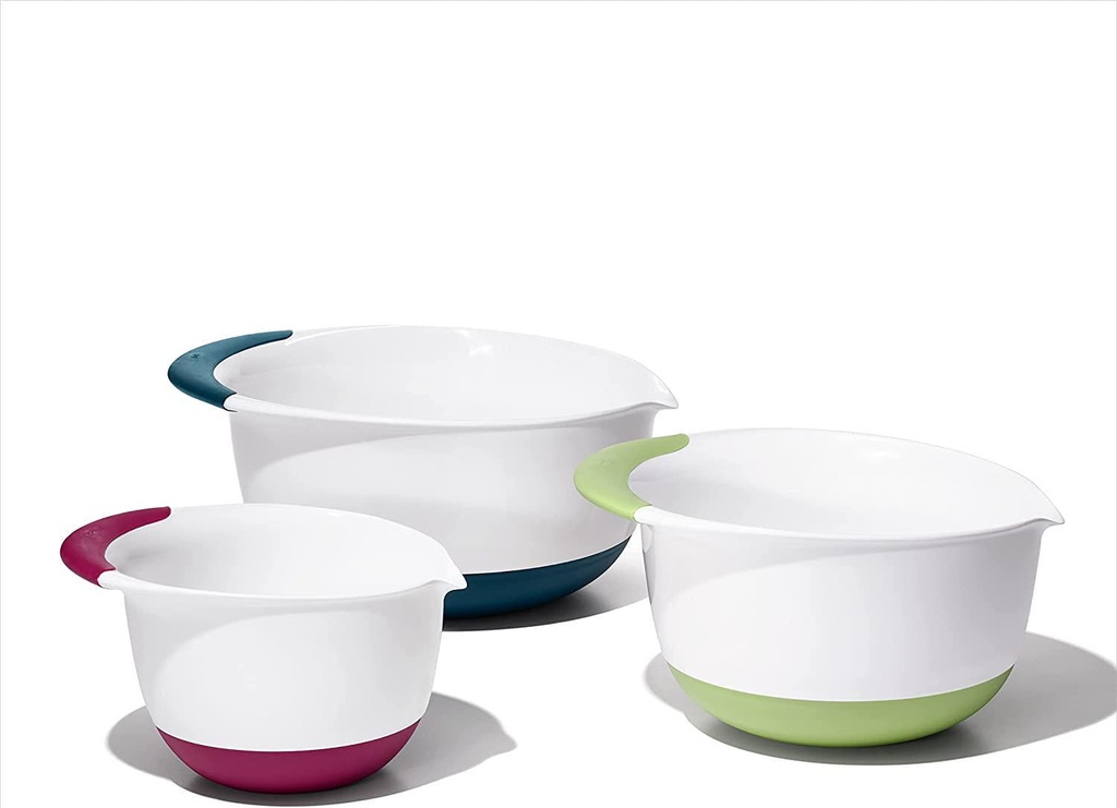 OXO Good Grips 3-Piece Mixing Bowl Set with Red/Green/Blue Handles