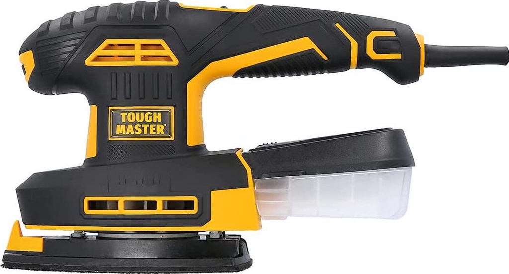 Finishing Sander 240V TOUGH MASTER Power Tool, Corded Electric Power Sander Plus 2 Sanding Pads, Dust Box with 6 Variable Speed For Furniture Finishing