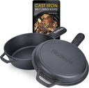 Tortillada 2 in 1 Cast Iron Combo Cooker/Dutch Oven (3.5 Liter) + Cast Iron Pan (26 cm) + Handle Holder + E-Book with 50 Recipes