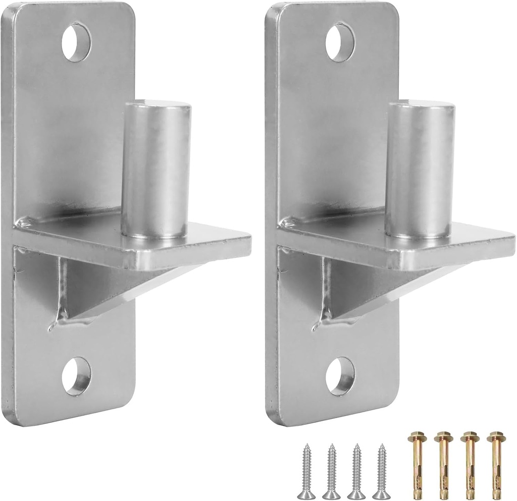 Wall Mount Gate Hinges, Silver Farm Gate Hinge, 2 Pack Chain Link Fence Gate Hinge with 5/8 Hinge Pin (Screws Included), Heavy Duty Gate Hinges for Metal Gates Wooden Fences…
