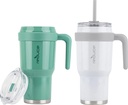 Reduce 40 oz Mug Tumbler, Green and White, Opaque Gloss