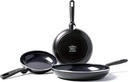 GreenPan Memphis Healthy Ceramic Nonstick 20, 24 and 28cm 3pc Frying Pan Set, Induction Safe, Black