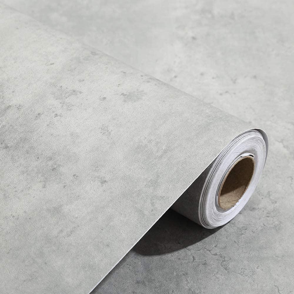 24x117 Inches 3D Textured Peel and Stick Concrete Wallpaper Grey Cement Contact Paper for Walls Kitchen Cabinets Countertop Bathroom Bedroom Furniture