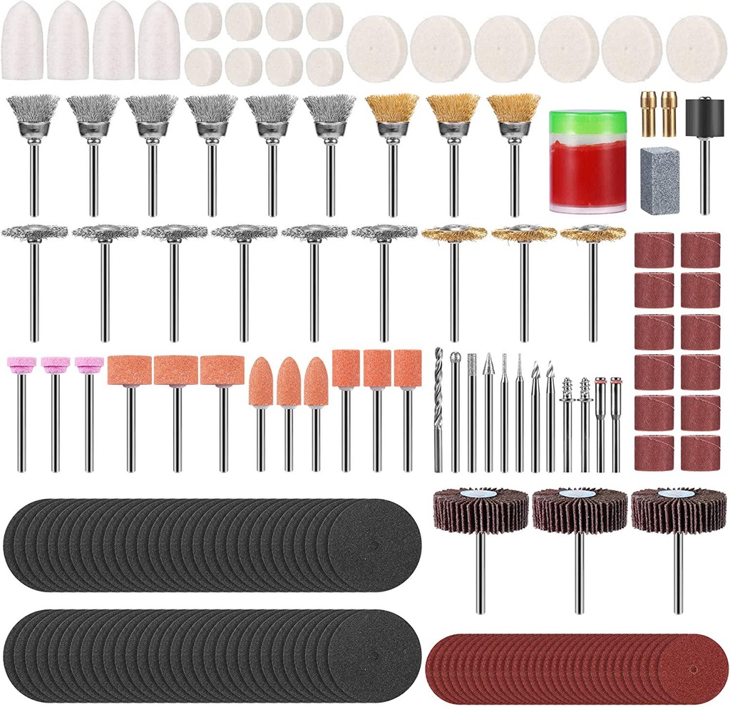 Rotary Tool Accessories Kit, Ecbrt 350 PCS Multiuse Tool Accessories with 3.2mm Collets for Cutting, Grinding, descaling, polishing, Drilling and Engraving