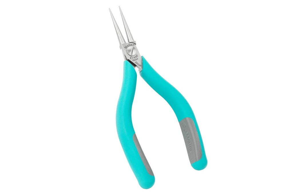 Weller Erem 2443P 5 3/4 Fine round Nose Plier with Smooth Jaws and Ergonomic Handles, Silver, Blue