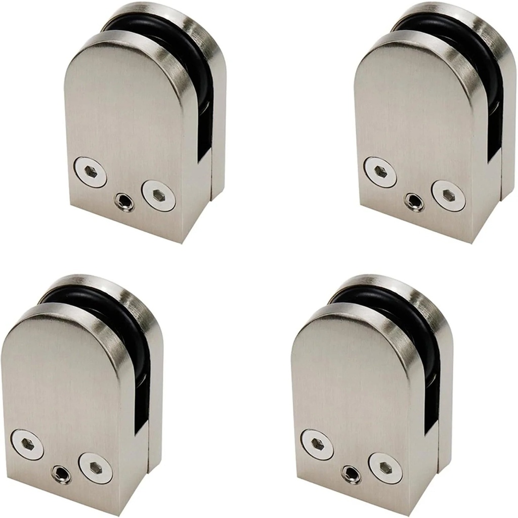 4 Pack Glass Clamp for 5/16\\\"-1/2\\\" Thick Shower Glass Clamp Silve （54Mm X 32Mm)