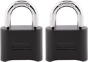Master Lock Black Combination Padlock, Set Your Own Combo Lock, Weather Resistant Indoor and Outdoor Padlocks with Code for Gym Locker, Gate, Shed, 2 Pack, 178EC2
