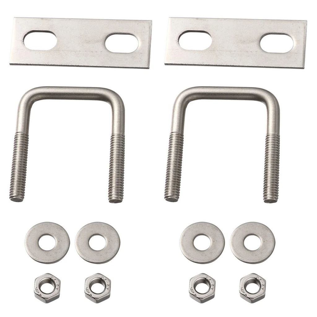 2Pcs Stainless Steel Right-Angle Bolts U-Shaped Square Clamp Screw Damper Silver (M6X30X46)