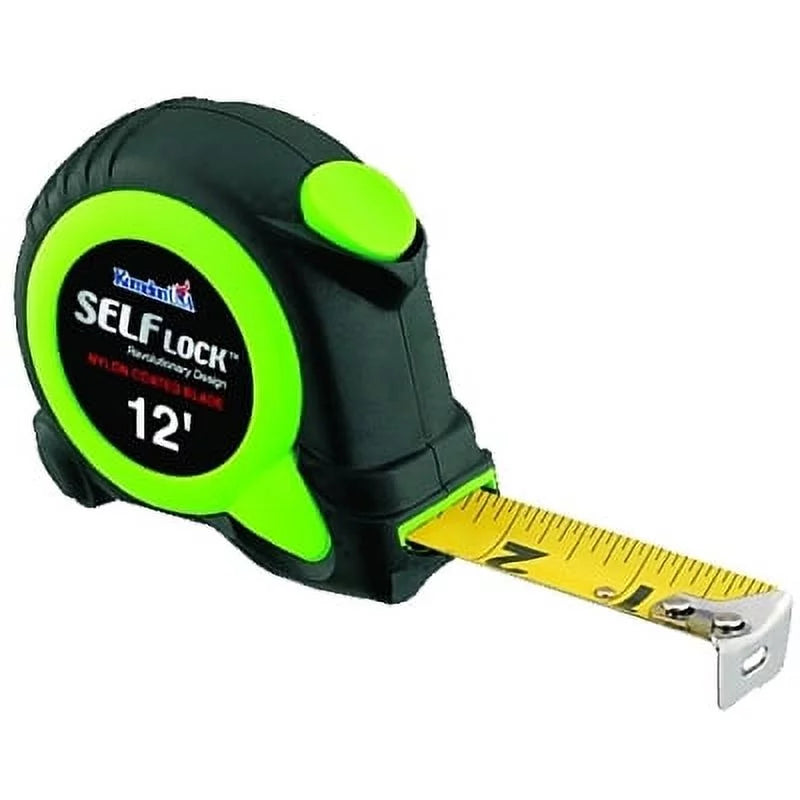 Self Lock Measuring Tape, 5/8 in X 12 Ft, Green/Black | Bundle of 5 Each