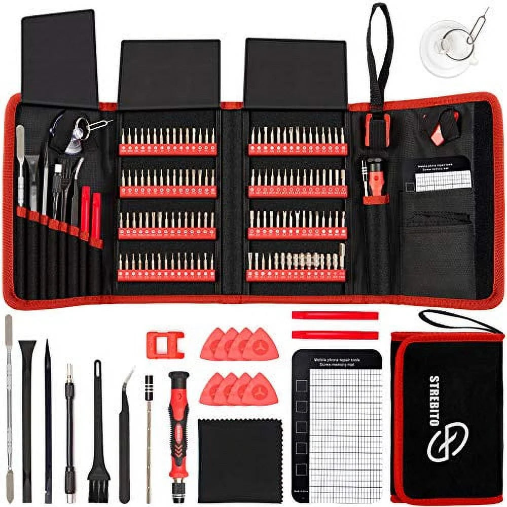STREBITO Screwdriver Sets 142-Piece Electronics Precision Screwdriver with 120 Bits Magnetic Repair Tool Kit for Iphone, Macbook, Computer, Laptop, PC, Tablet, PS4, Xbox, Nintendo, Game Console