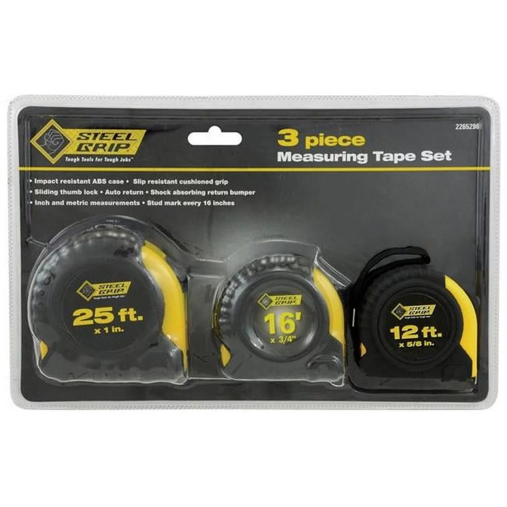 Steel Grip 2265296 3 Piece Measuring Tape Set