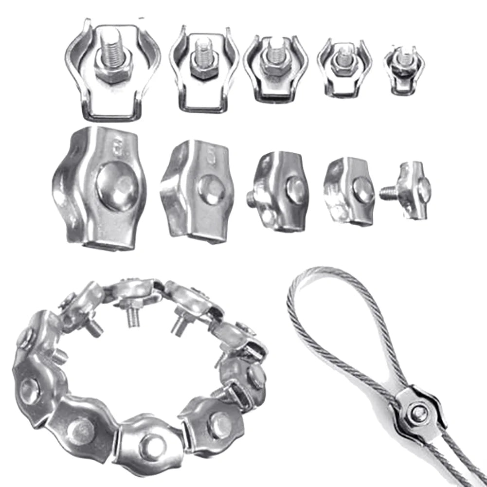 Grofry 2Pcs M2-M8 Stainless Steel Wire Rope Single Grip Clips Cable Clamps Caliper