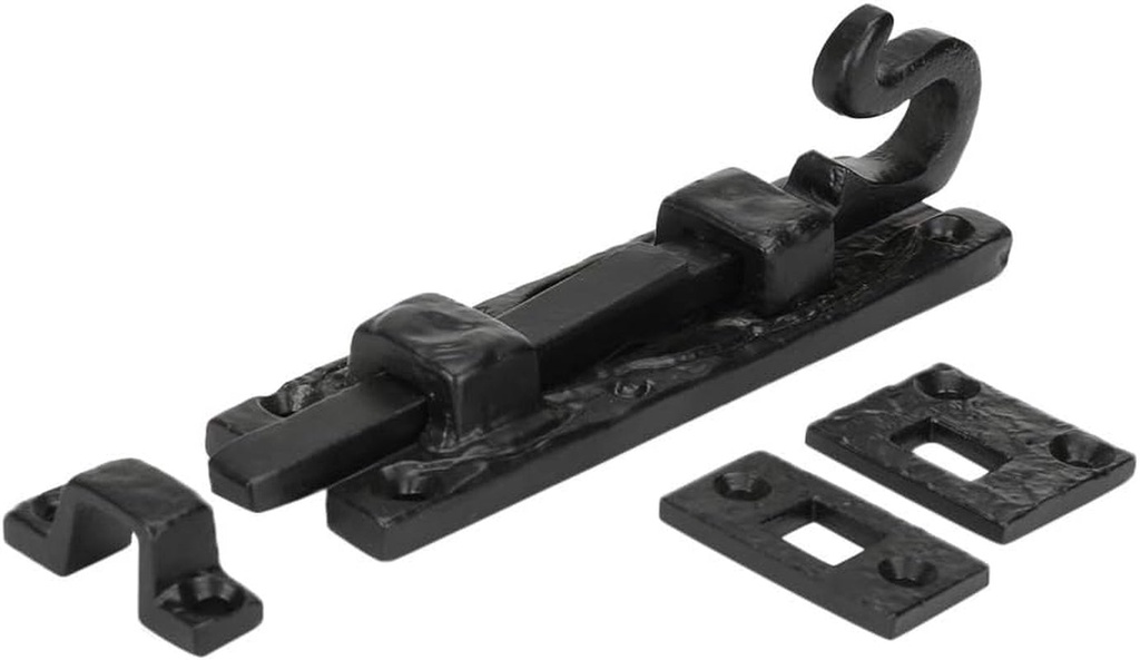 A29 Iron Surface Slide Bolt 5 1/2 Inches Gate Latch Black Powder Coat Finish (3 Catches)