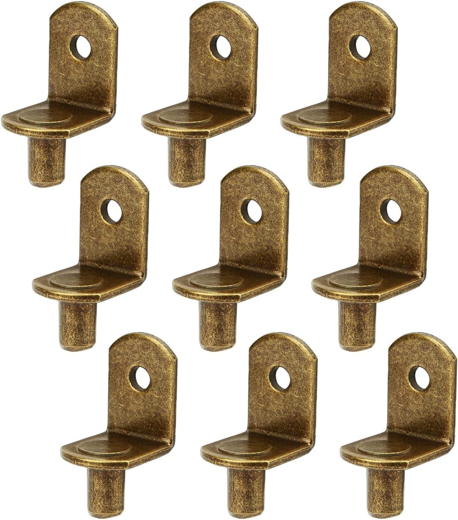 40Pcs Shelf Support Pegs Bronze, L-Shaped Metal Cabinet Shelf Clips with Hole 6Mm(1/4 Inch), Cabinet Closet Shelf Pins for Kitchen Bookcase Shelf Furniture Support (Bronze)